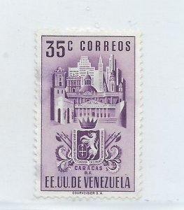 VENEZUELA 1951 CARACAS AND BUILDING HIGH VALUE 35C PURPLE SC491 MI621 USED