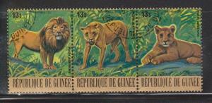 GUINEA - Scott # C142 - Lion Strip Of Three