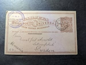 1897 Republic of Uruguay Postcard Cover Montevideo to Dresden Germany