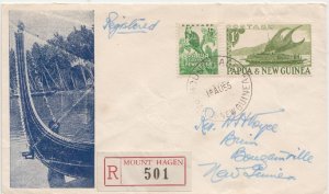 PAPUA NEW GUINEA registered cover, Mount Hagen, 18 Aug.  1955 - backstamped