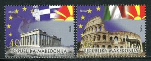 111 - MACEDONIA 2014 - Macedonia in EU - Athens - Rome - Flags - MNH Set