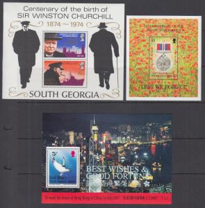 South Georgia Sc 40a, 200, 211a MNH. 1974-1979 Souvenir Sheets, 3 different, VF