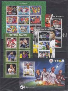 14pcs Sport FOOTBALL PLAYERS Messi Ronaldo Rooney FIFA imperf (private issue)FGA