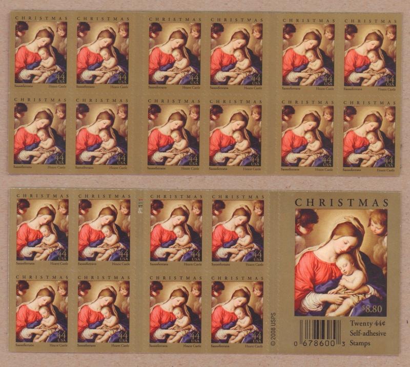 {BJ Stamps} 4424a  Christmas, Madonna   P1111. Pane of 20.  MNH 44¢. Issued 2009
