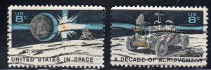 USA 1434-35 - Used-NH - Space Achievement Decade ($0.40)