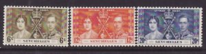 Seychelles-Sc#122-4- id9-unused og NH KGVI set-Coronation-Omnibus-1937-rainbow