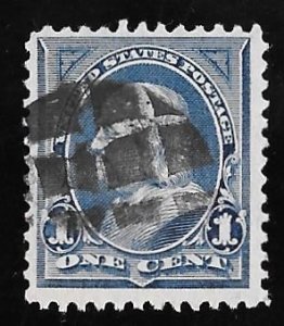 264 1 cent Superb Cancel Franklin, Deep Blue Stamp used VF