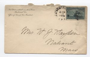 1890s RPO cover to Nahant MA 3 cent columbian [y7302]