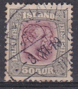 Iceland  82 Used 1907 50a gray & vio Defin. CV $7.75