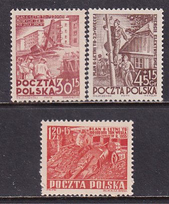 Poland  1952 Sc B68-69A Coal Mining Electrical Apartment Construction Stamp MNH