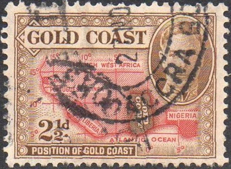 Gold Coast 1948 2½d yellow-brown and scarlet used