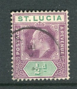 ST.LUCIA; 1904 early Ed VII issue fine used 1/2d. value