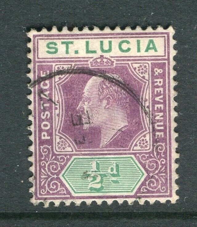 ST.LUCIA; 1904 early Ed VII issue fine used 1/2d. value