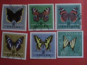 POLAND STAMP:1967 SC#1542-7 COLORFUL-BEAUTIFUL-LOVELY BUTTERFLIES CTO-LARGE  SET