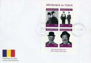 Chad 2019 FDC Stan Laurel Oliver Hardy 4v M/S Cover Actors Famous People Stamps