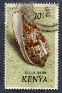 Kenya Scott #49 10sh Shells, Textile Cone (1971) used