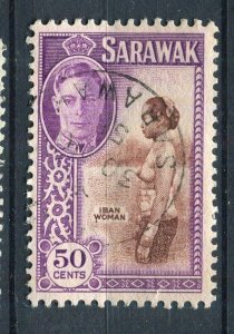 SARAWAK; 1940s early GVI pictorial issue fine used 50c. value