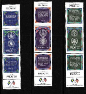 Palau-Sc#157a,160a,163a- id7-unused NH set-US Constitution-1987-