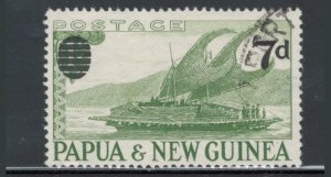 Papua New Guinea 1957 Surcharge 7p on 1sh Scott # 138 Used