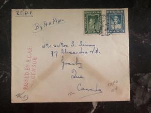 1943 Newfoundland Capo N4 Military Censored Royal C Air Force Cover To Canada