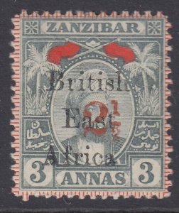 SG 91 British East Africa 1897. 2½d on 3a grey-red. A fine fresh lightly...
