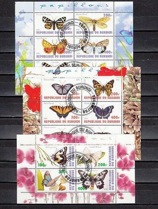 Burundi, 2009 Cinderella issue. Butterflies on 3 sheets. Canceled. ^