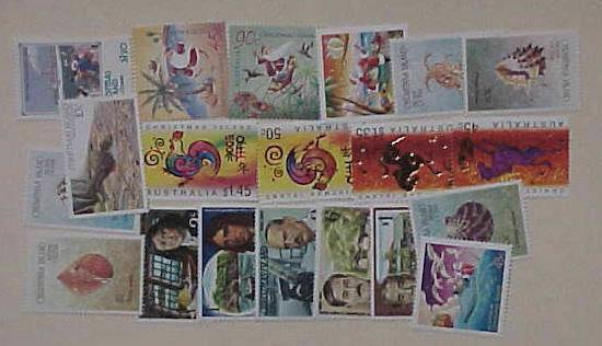 CHRISTMAS ISLAND 20 DIFF.  STAMPS  FACE VALUE $14.30 MINT NEVER HINGED