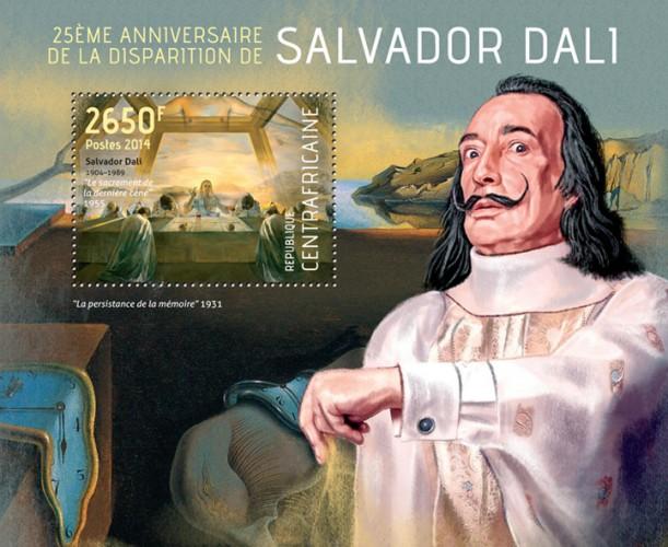 CENTRAFRICAINE 2014 SHEET SALVADOR DALI ART PAINTINGS