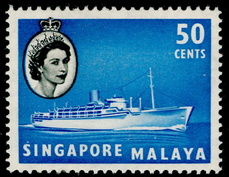 SINGAPORE SG49, 50c blue & black, LH MINT.