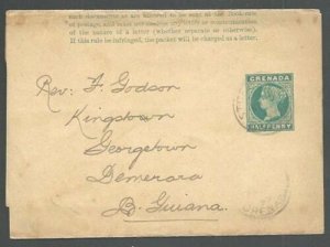 GRENADA 1899 ½d wrapper used St George's to Br Guiana......................61061 