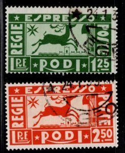 ITALY Offices in Rhodes, Rodi Scott E1-E2 Used Special Delivery stamp set