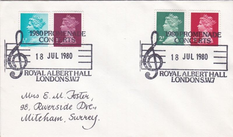 1980 GB Promenade Concerts Royal Albert Hall Special Cancel Cover VGC