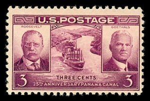 1939 Panama Canal Single 3c Postage Stamp, Sc# 856, MNH, OG