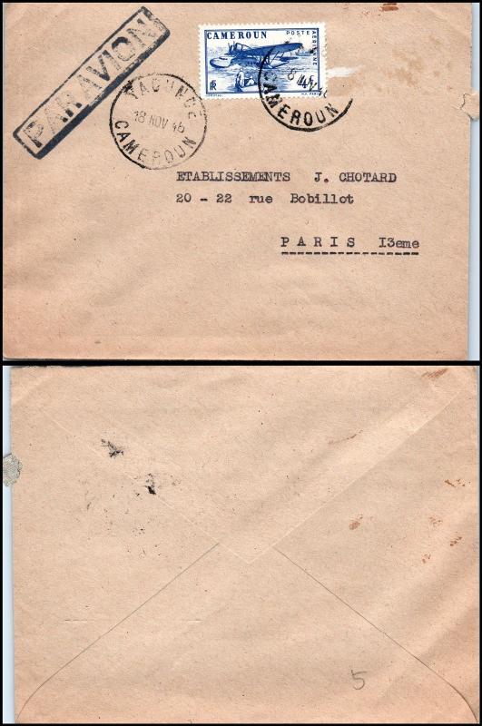 Goldpath: Cameroon Air Mail 1946, to France _CV15_P9