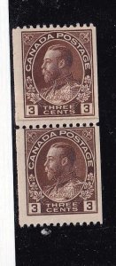 CANADA # 134i VF-MNH PASTE  UP PAIR CAT VALUE $150