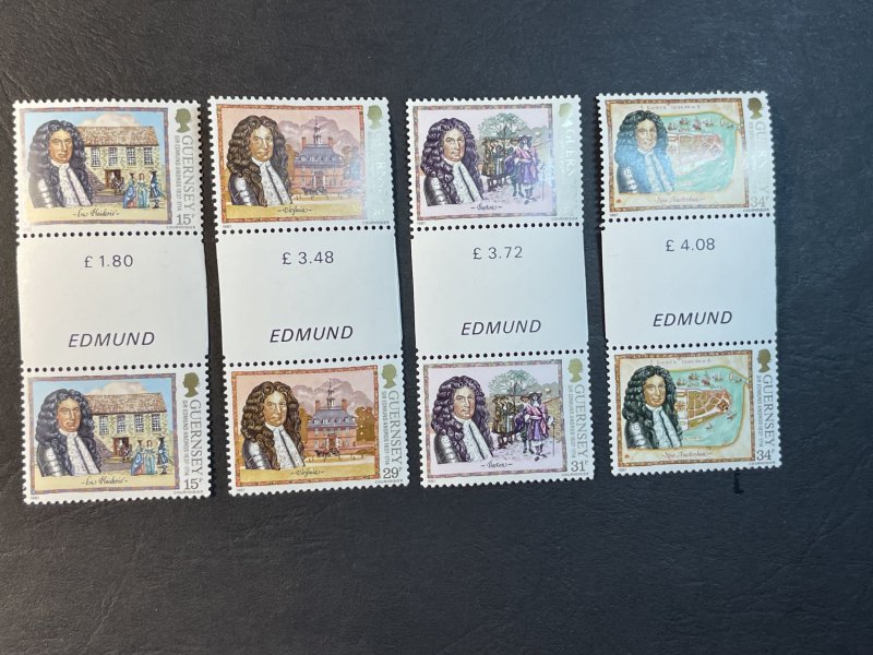 GUERNSEY # 352-355-MINT NEVER/HINGED--COMPLETE SET OF GUTTER PAIRS--1987