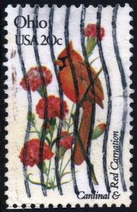 SC#1987A 20¢ State Birds & Flowers: Ohio; Perf 11¼ x 11 (1982) Used