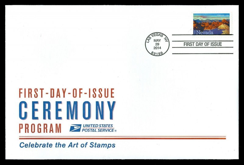 Scott 4907 Forever Nevada Statehood First Day Cover with Ceremony Program Insert