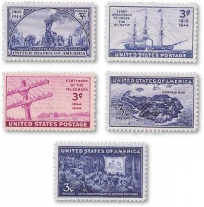 1944 COMPLETE YEAR SET OF MNH VINTAGE U.S. POSTAGE STAMPS Scott 922-926