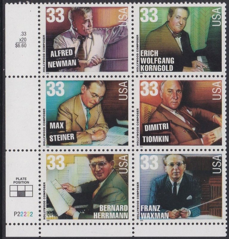 3344a American Music Plate Block MNH