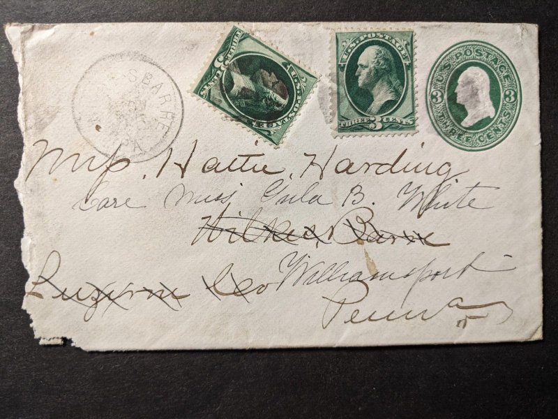 1870's WILKES-BARRE to WILLIAMSPORT, PA MULTIPLE Postal History Cover 