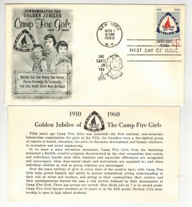 1960 CAMP FIRE GIRLS GOLDEN JUBILEE 1167 FLEETWOOD WITH INFO TEXT CARD