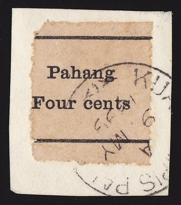 MALAYA - STATES Pahang : 1899 Pahang Four Cents plain paper PHOTO CERTIFICATE.