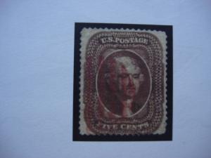 1857-61   SCOTT # 30a  5c  USED--.WITH CERT. SCV .$ 325.00