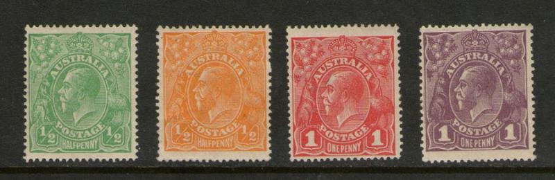 Australia 1914 KGV SG 20-23 MH