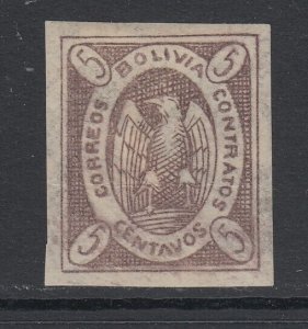 Bolivia, Scott 3, MHR, signed A. Diena, GEM example