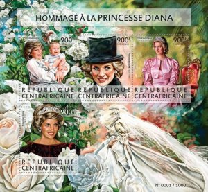 Centrafrique 2015 MNH. PRINCESS DIANA. Michel Code: 5675-5678