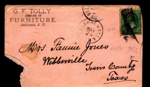 1870s Belton & Walhalla Agent RPO Cover / Nice Corner / 337-G-1 - L21671