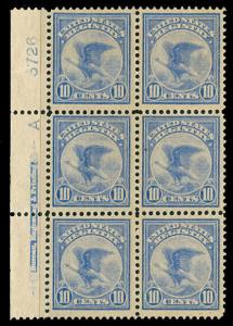 momen: US Stamps #F1 Mint OG Plate Block of 6