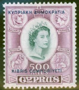 Cyprus 1960 500m Slate & Purple SG201 Fine & Fresh Lightly Mtd Mint